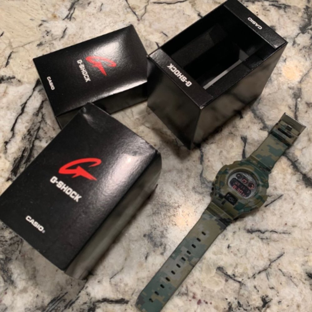 Casio 1289 G Shock Watch Black w/ Slingshox Camo Band G-Shock